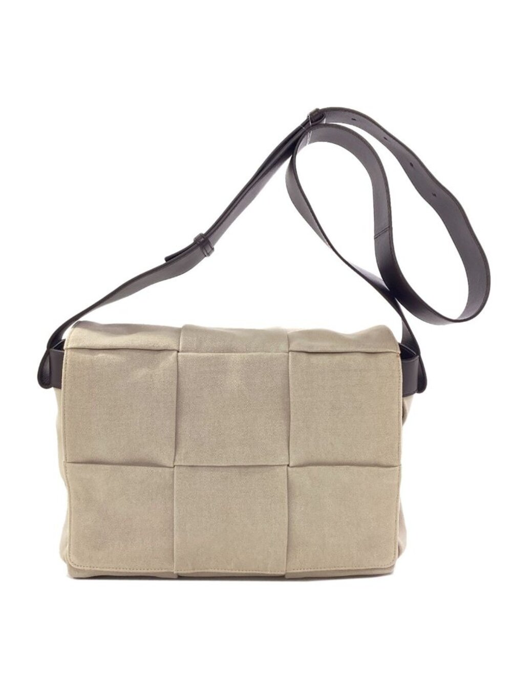 Bottega Veneta Arco Flap Messenger Shoulder Bag Canvas Leather